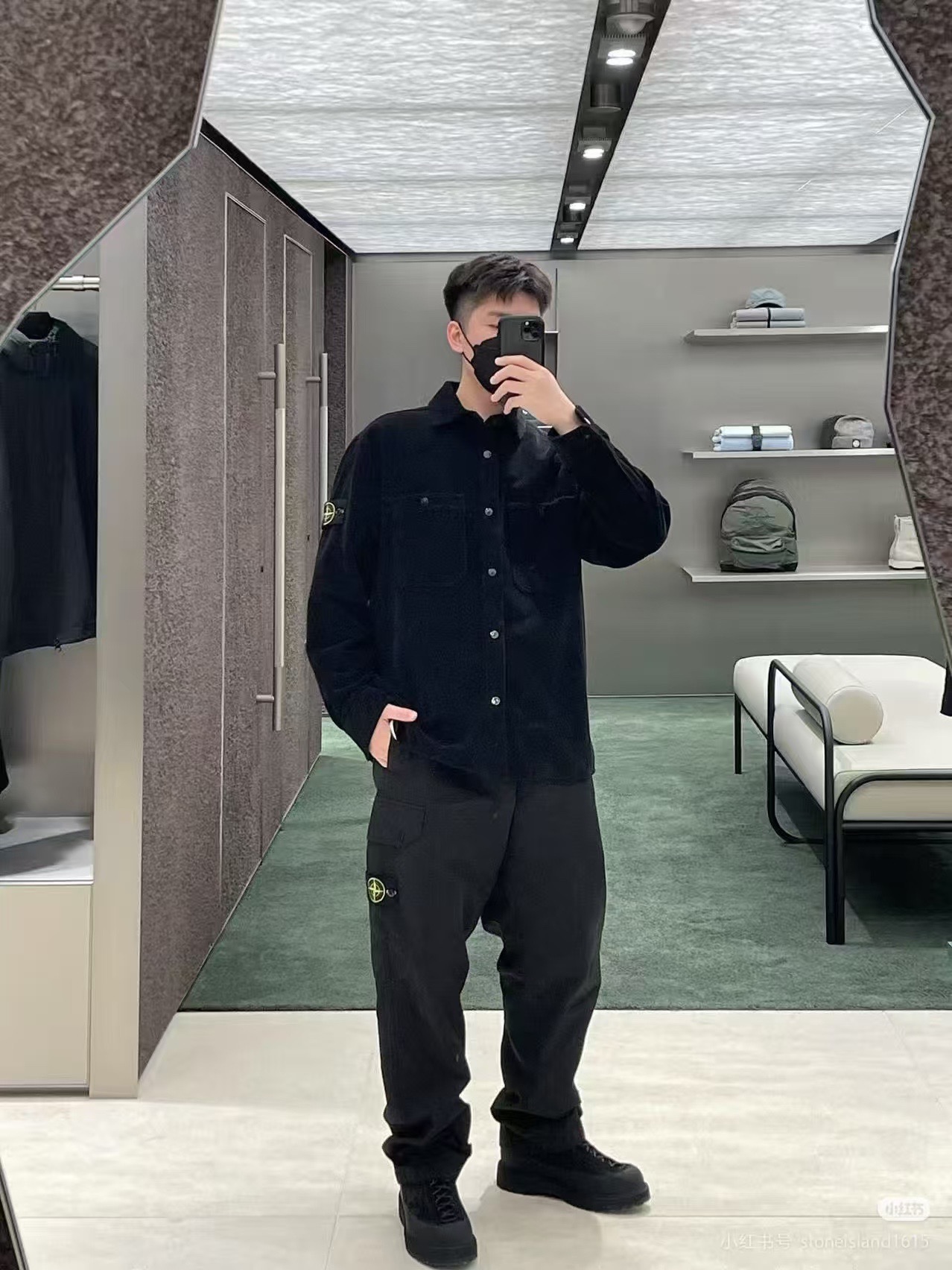 #Stone Island/石头岛 毛呢双口袋夹克外套上身效果