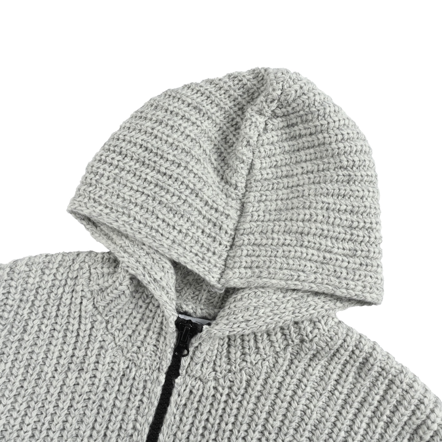 Stone Island/石头岛 粗针拉链连帽毛衣外套 Stone Island 25FW银灰色针织拉链外套