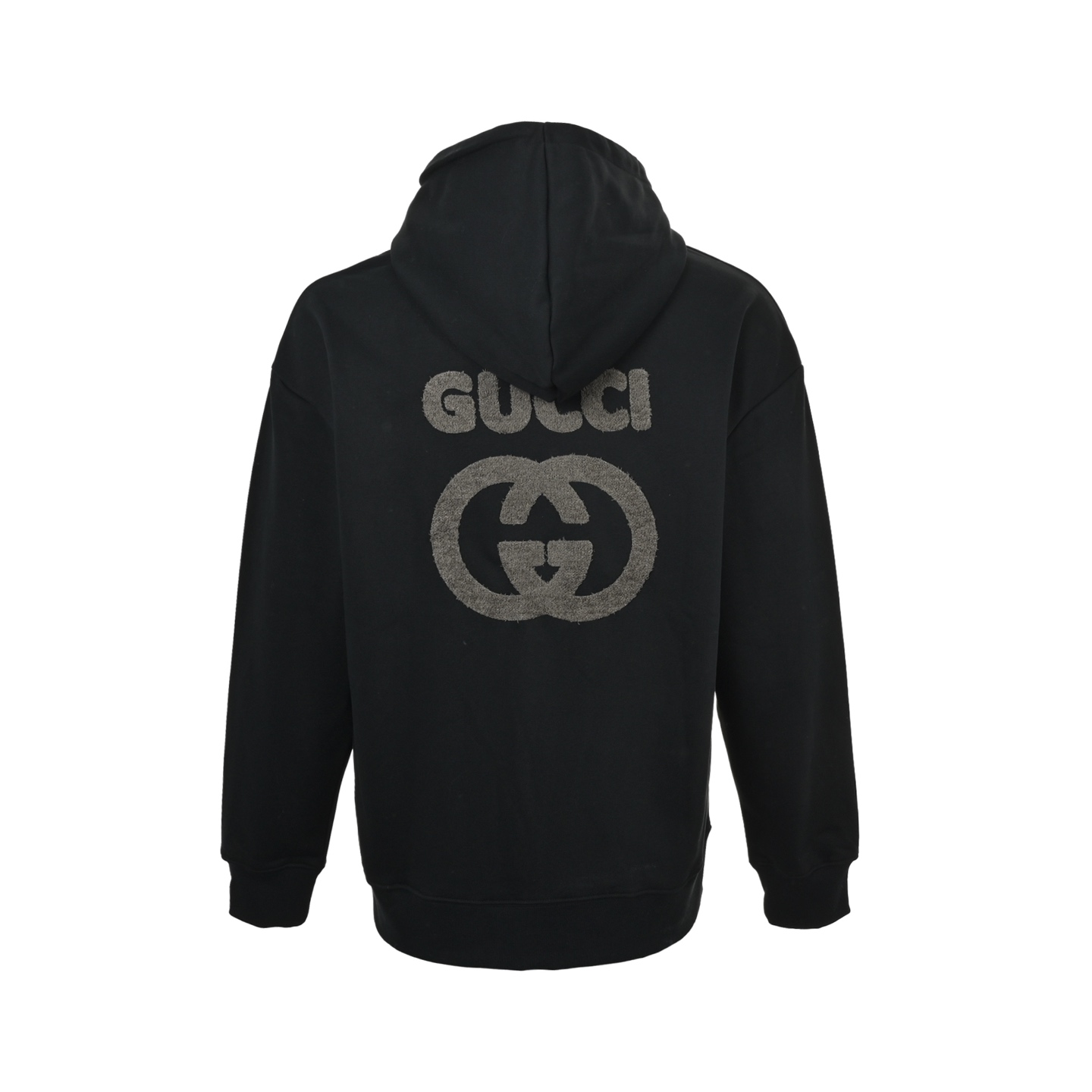 Gucci/古驰 25Fw 毛巾绣双G刺绣连帽卫衣黑色/白色