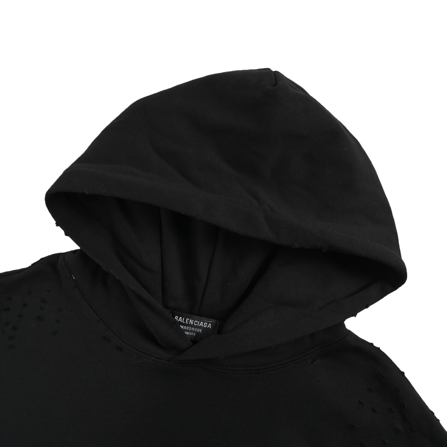 Balenciaga/巴黎世家 25Fw 烫钻双B字母刺绣连帽卫衣 黑色/白色