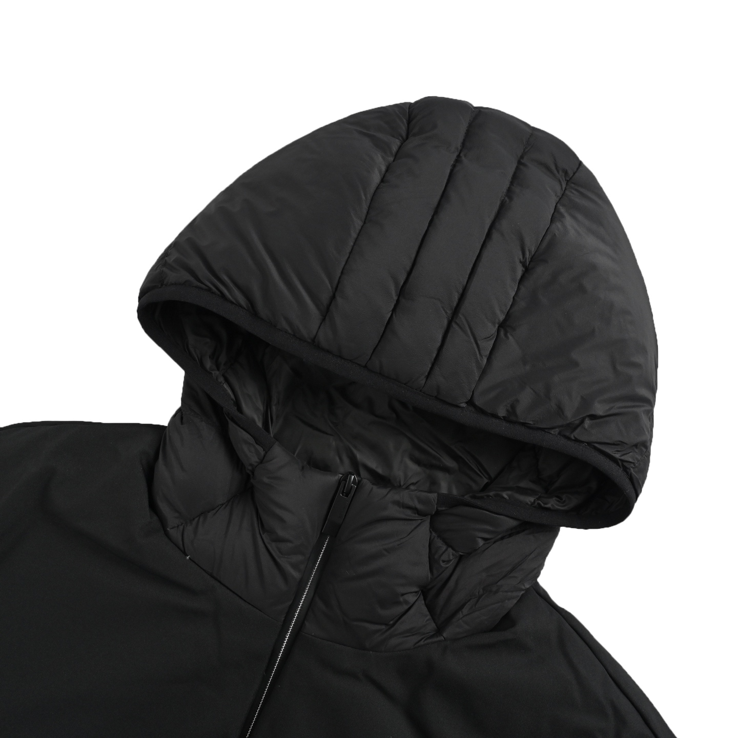 Moncle/蒙口 25Fw拼接连帽羽绒服 黑色 米白