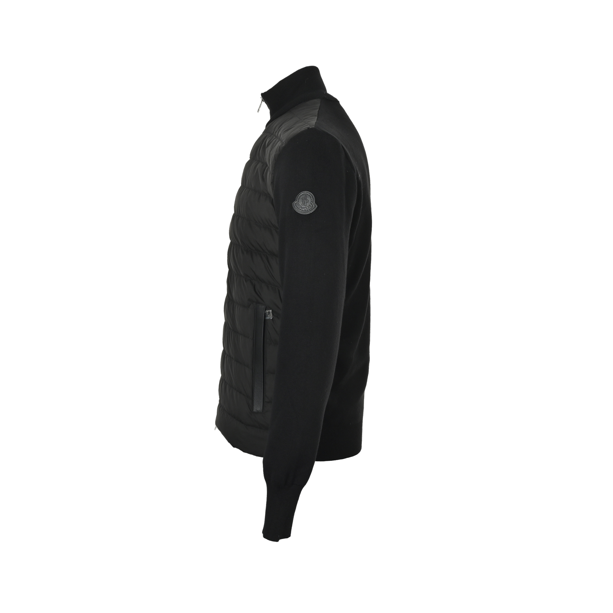 Moncler/蒙口 25Fw 皮口袋针织拼接羽绒外套 Moncler经典针织拼接羽绒服