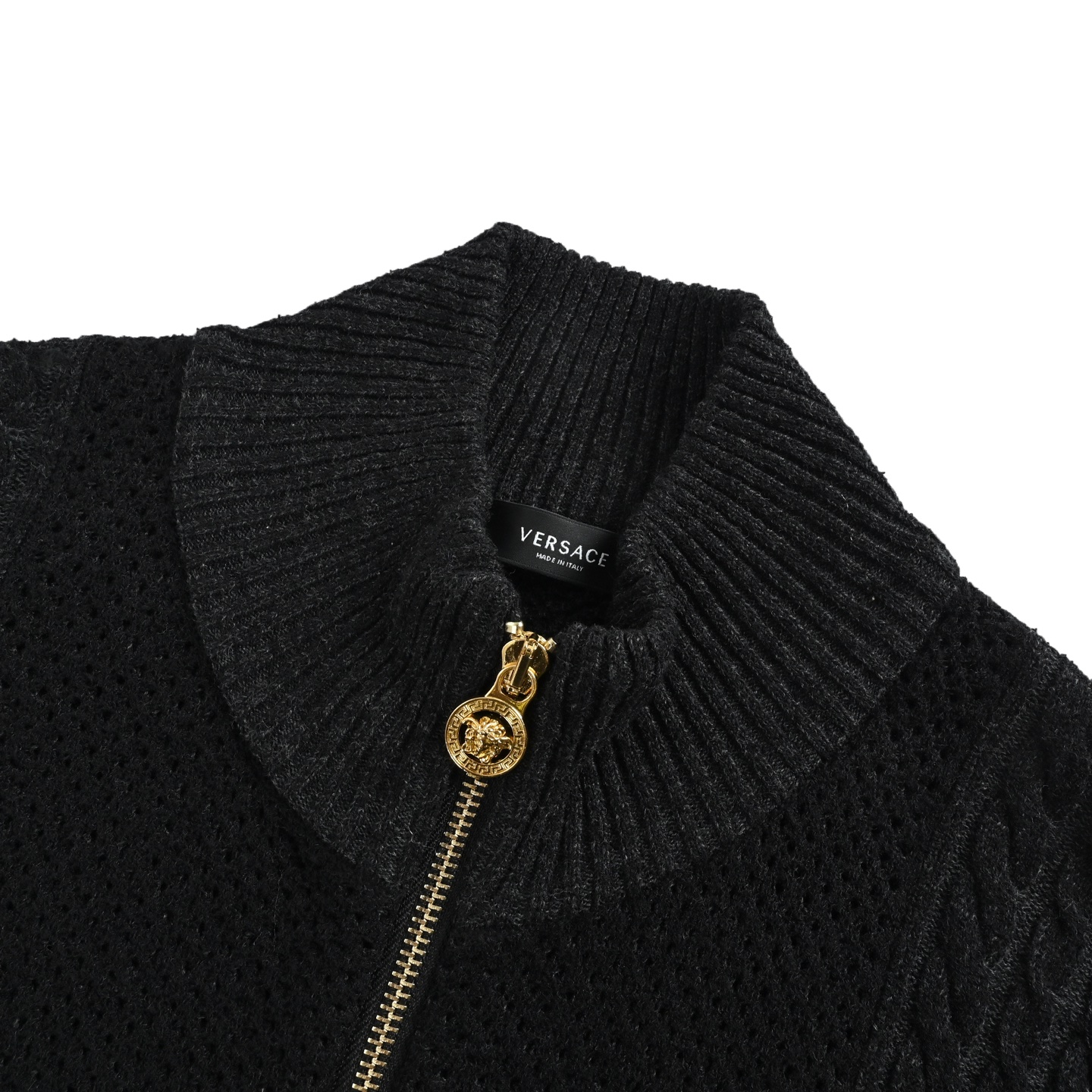 VERSACE/范思哲 后背头像提花拉链立领针织外套