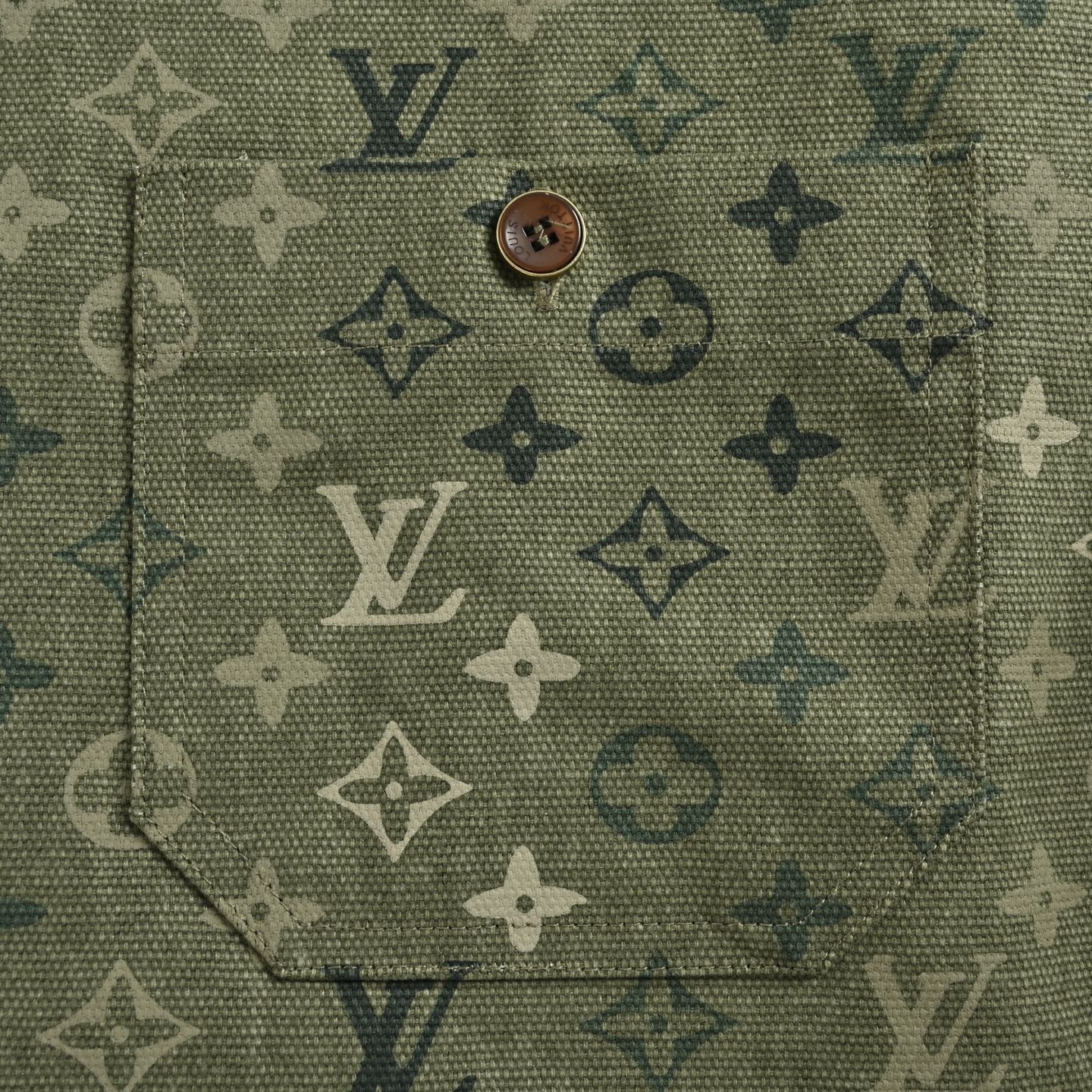 Louis Vuitton/路易威登 绿色满印拼接工装衬衫夹克外套