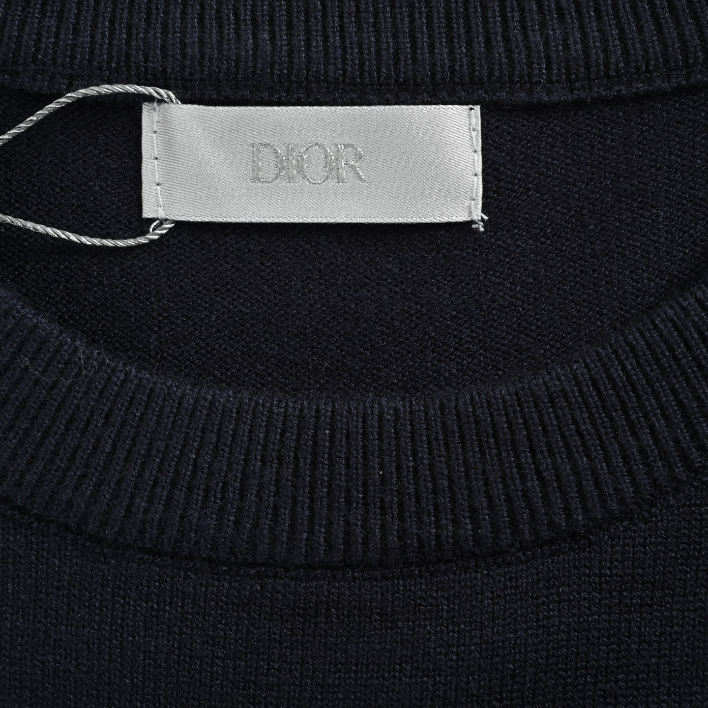 Dior/迪奥 肩袖提花织带拼接圆领毛衣 藏青