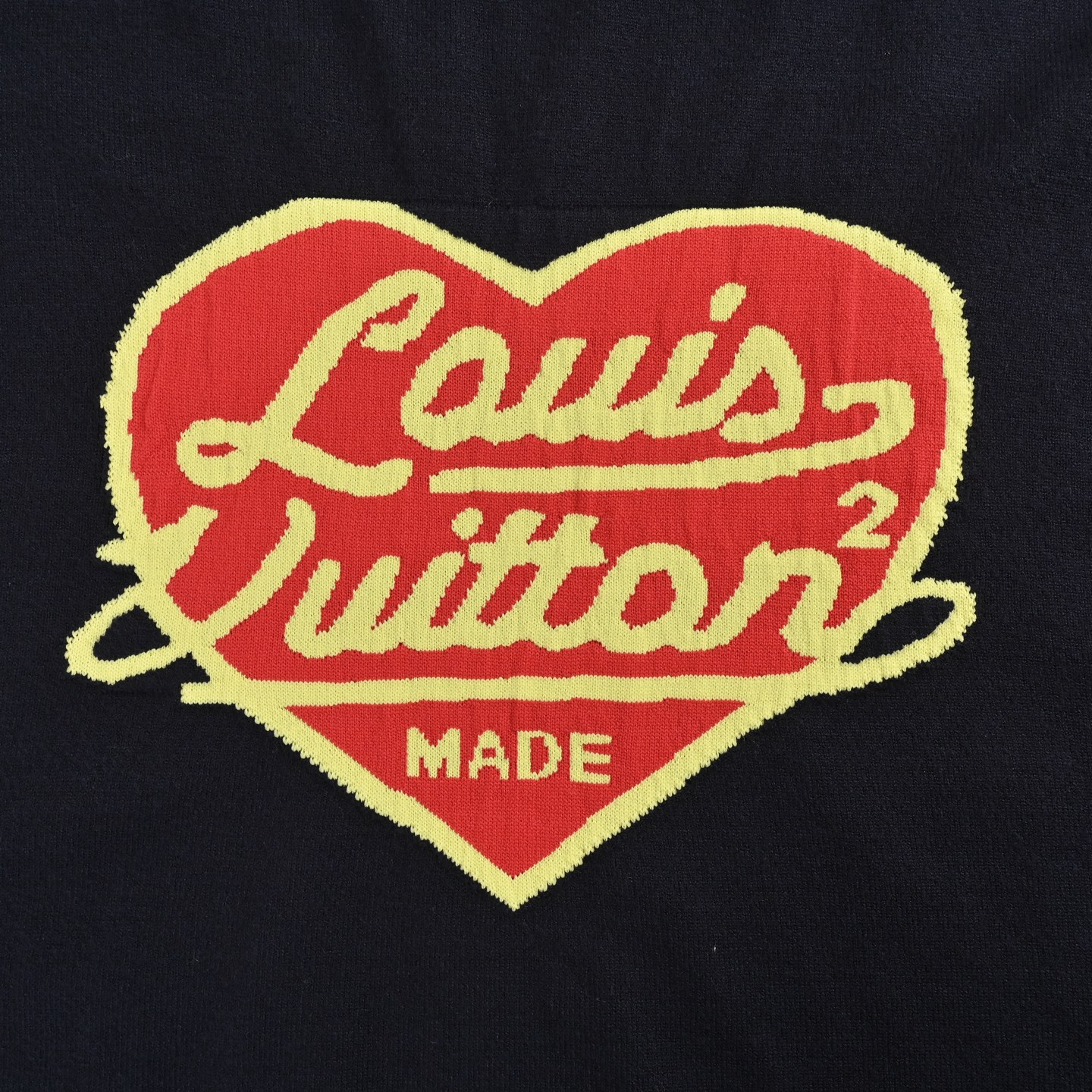Louis Vuitton/路易威登 爱心提花针织圆领毛衣 藏青