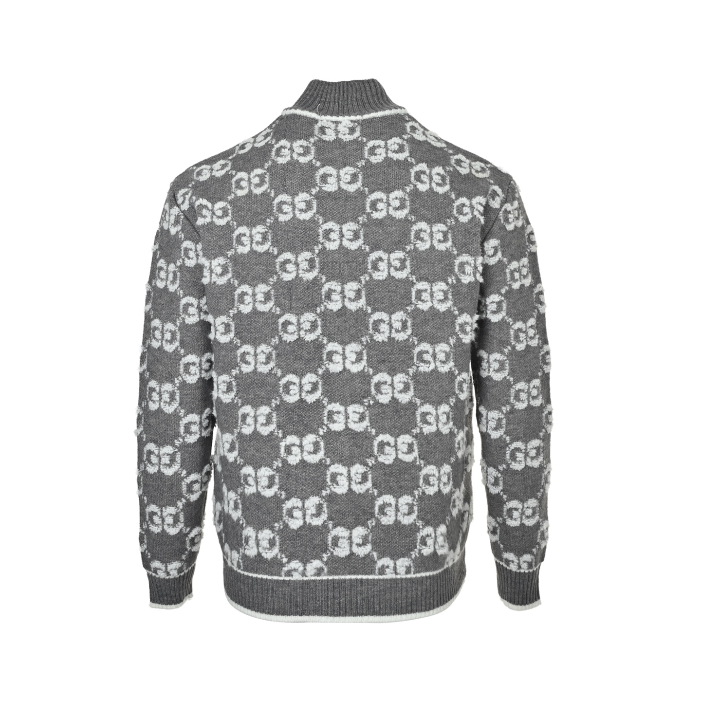Gucci/古驰 25ss满印提花标识logo拉链开衫毛衣 全幅提老花立领拉链长袖针织衫