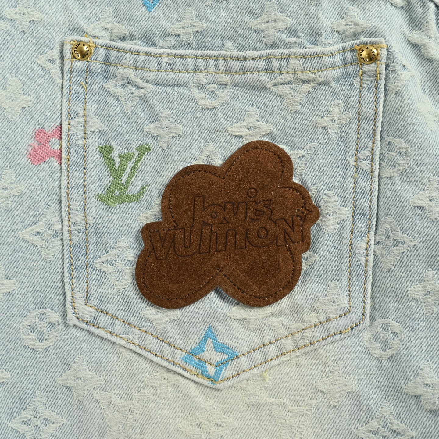 Louis Vuitton/路易威登 Tyler联名款老花提花刺绣牛仔裤
