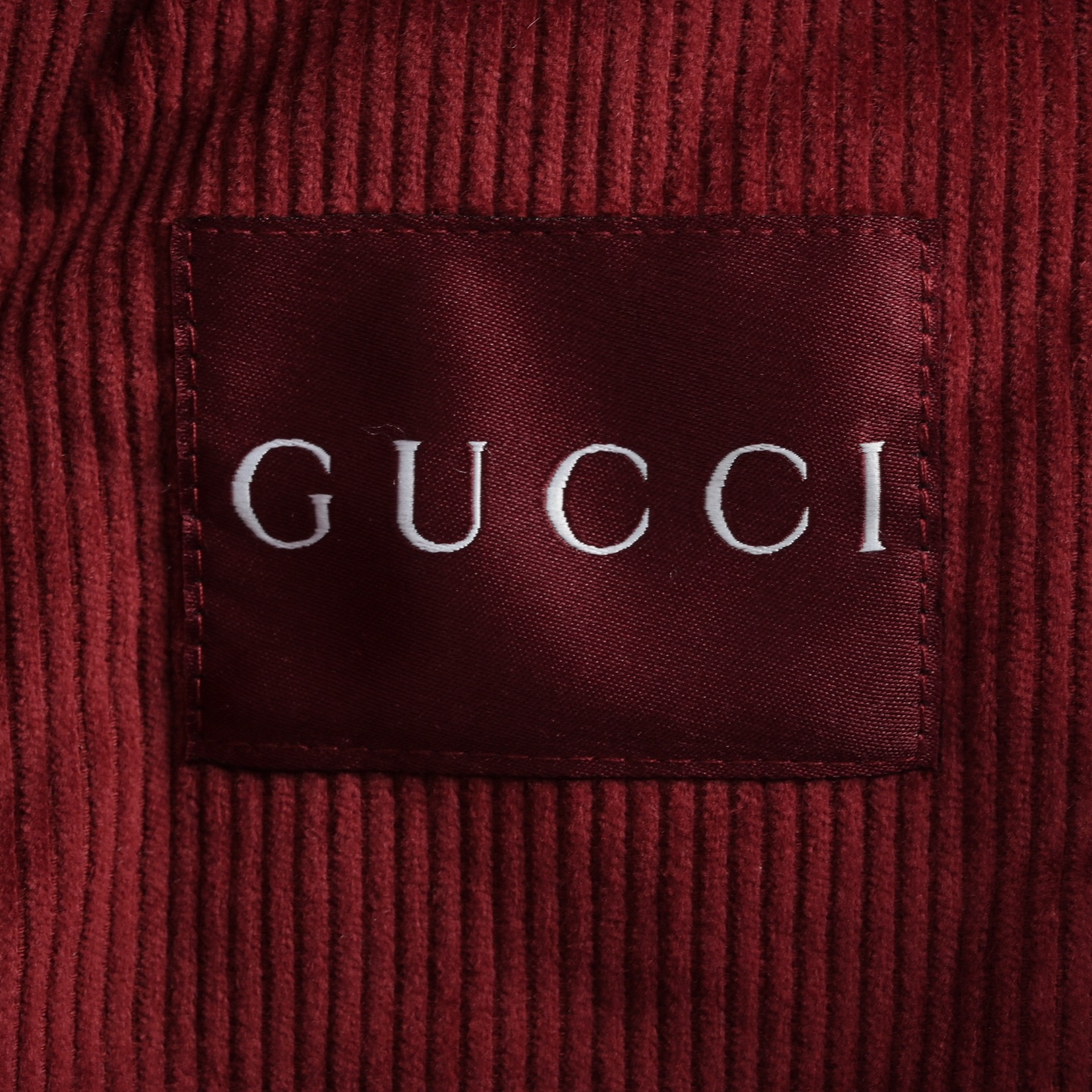 Gucci/古驰 刺绣皮领三口袋天鹅绒灯芯绒外套