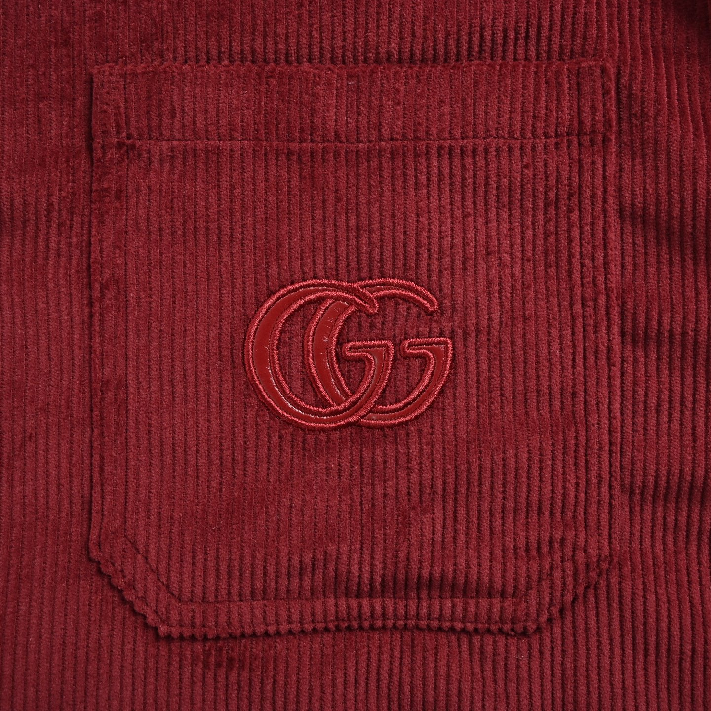 Gucci/古驰 刺绣皮领三口袋天鹅绒灯芯绒外套