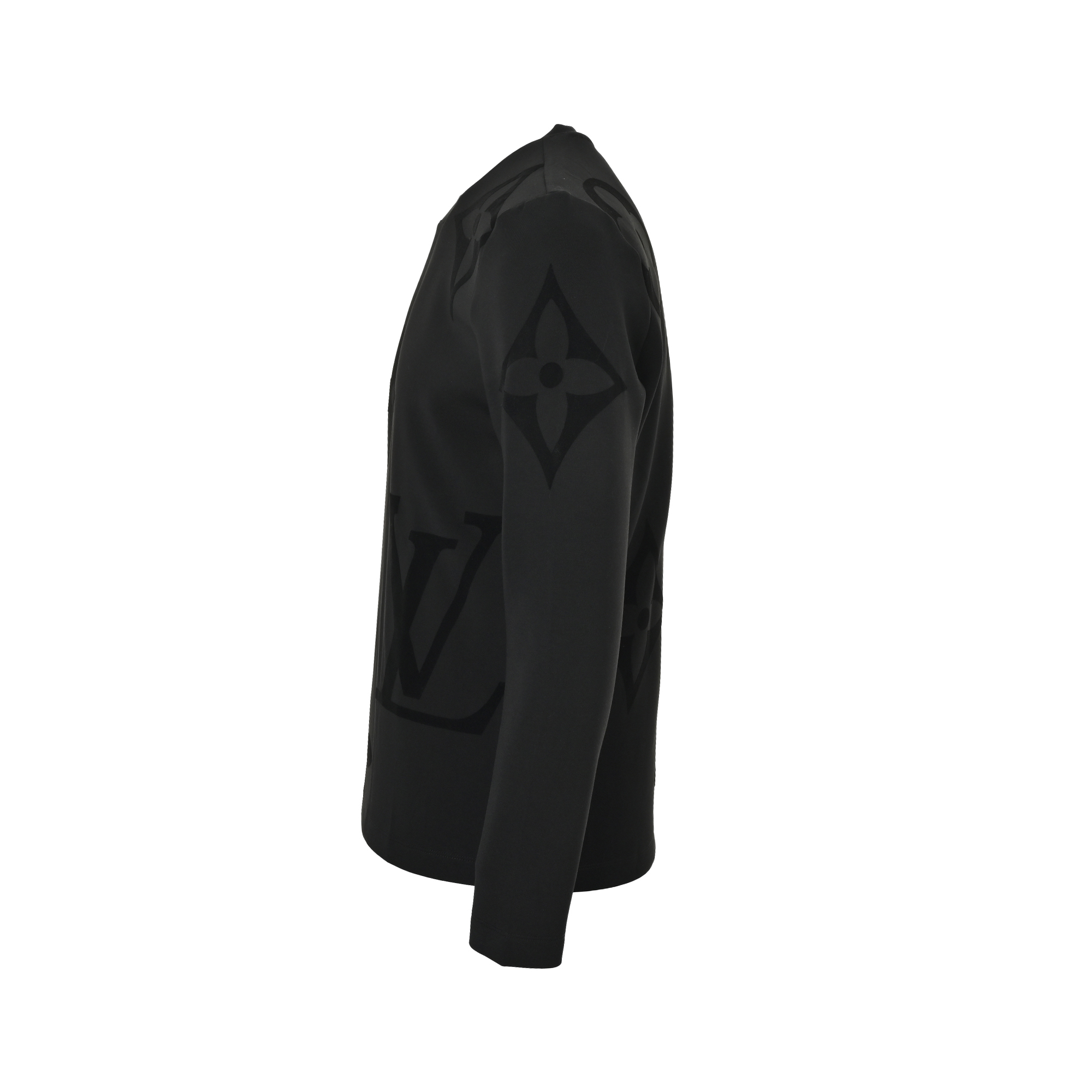 LouisVuitton/路易威登25ss 大LOGO植绒满印长袖 黑色 白色