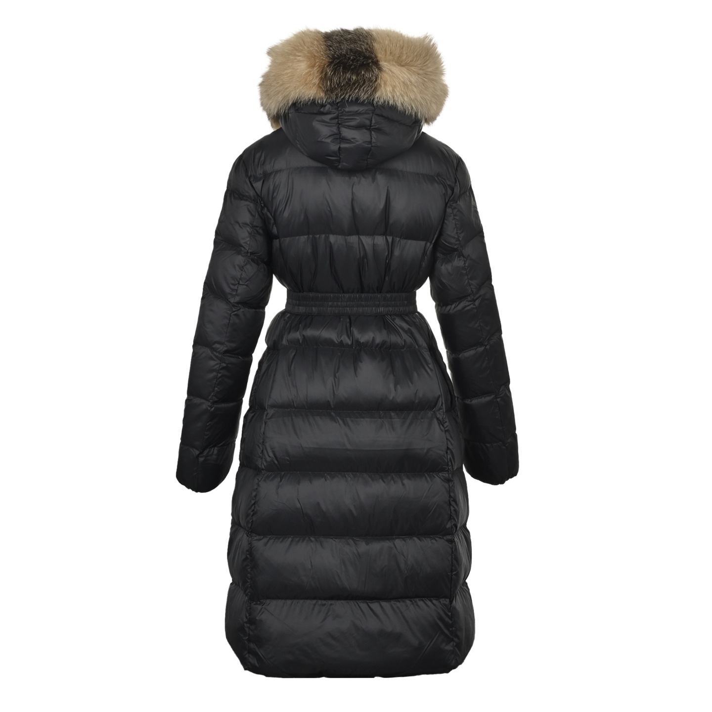 Moncler/蒙口 束腰毛领长款连帽羽绒服 蒙口MONCLER HERMIFUR系列中长女款羽绒服