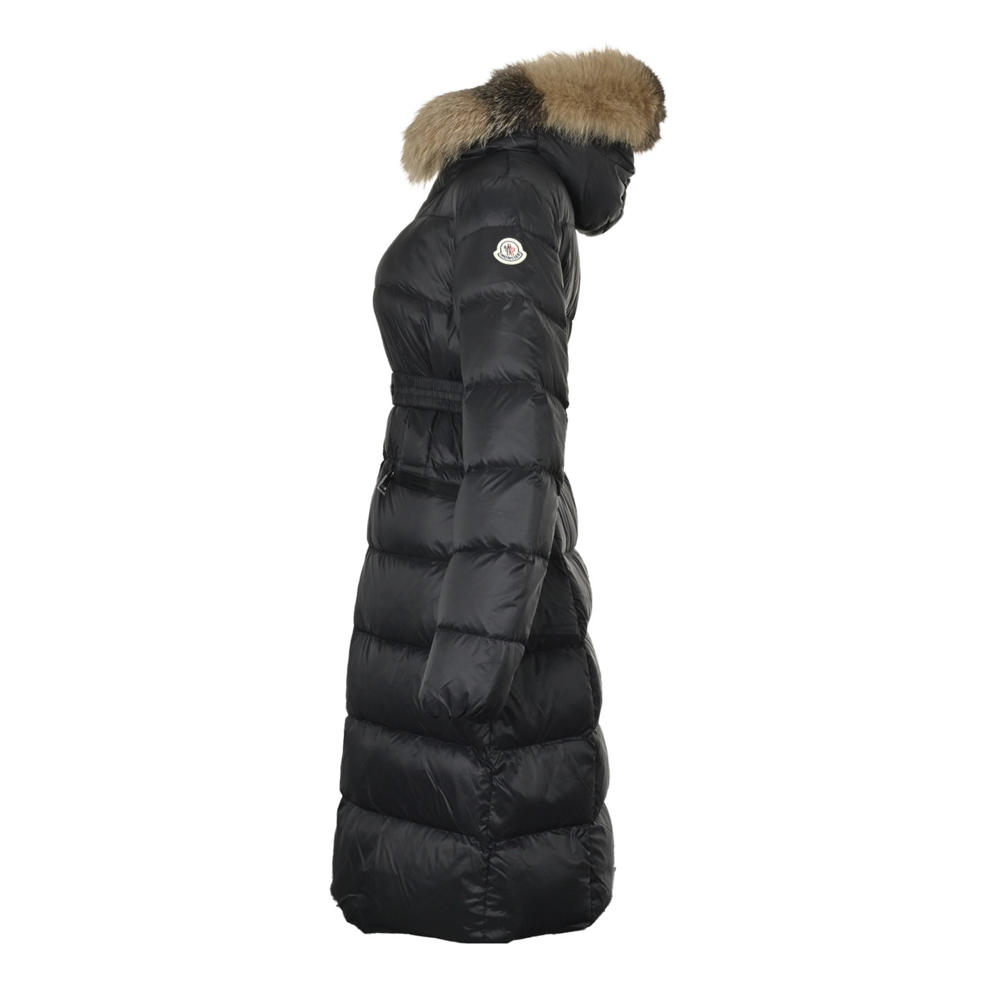 Moncler/蒙口 束腰毛领长款连帽羽绒服 蒙口MONCLER HERMIFUR系列中长女款羽绒服