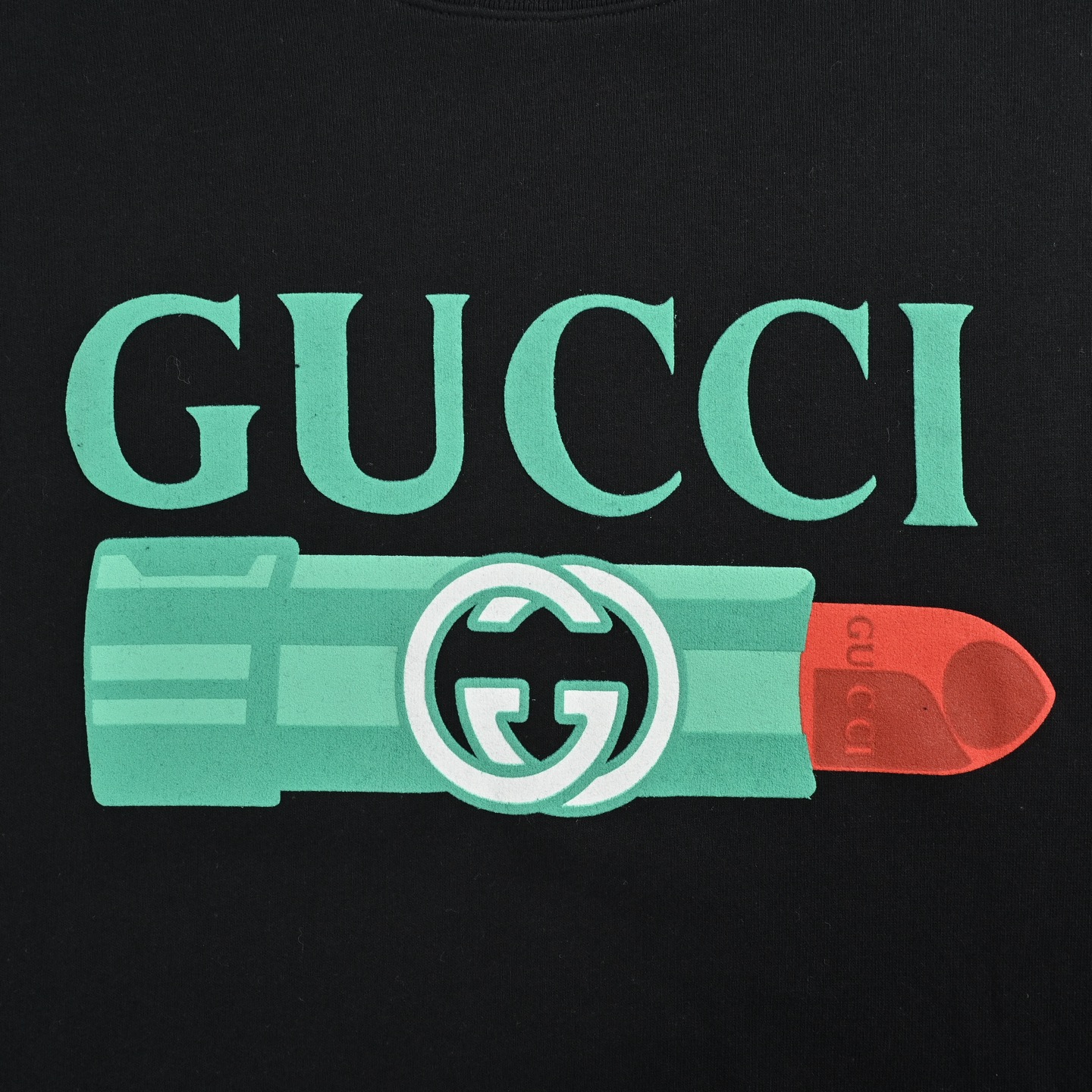 Gucci/古驰 发泡印花圆领卫衣 黑色 杏色
