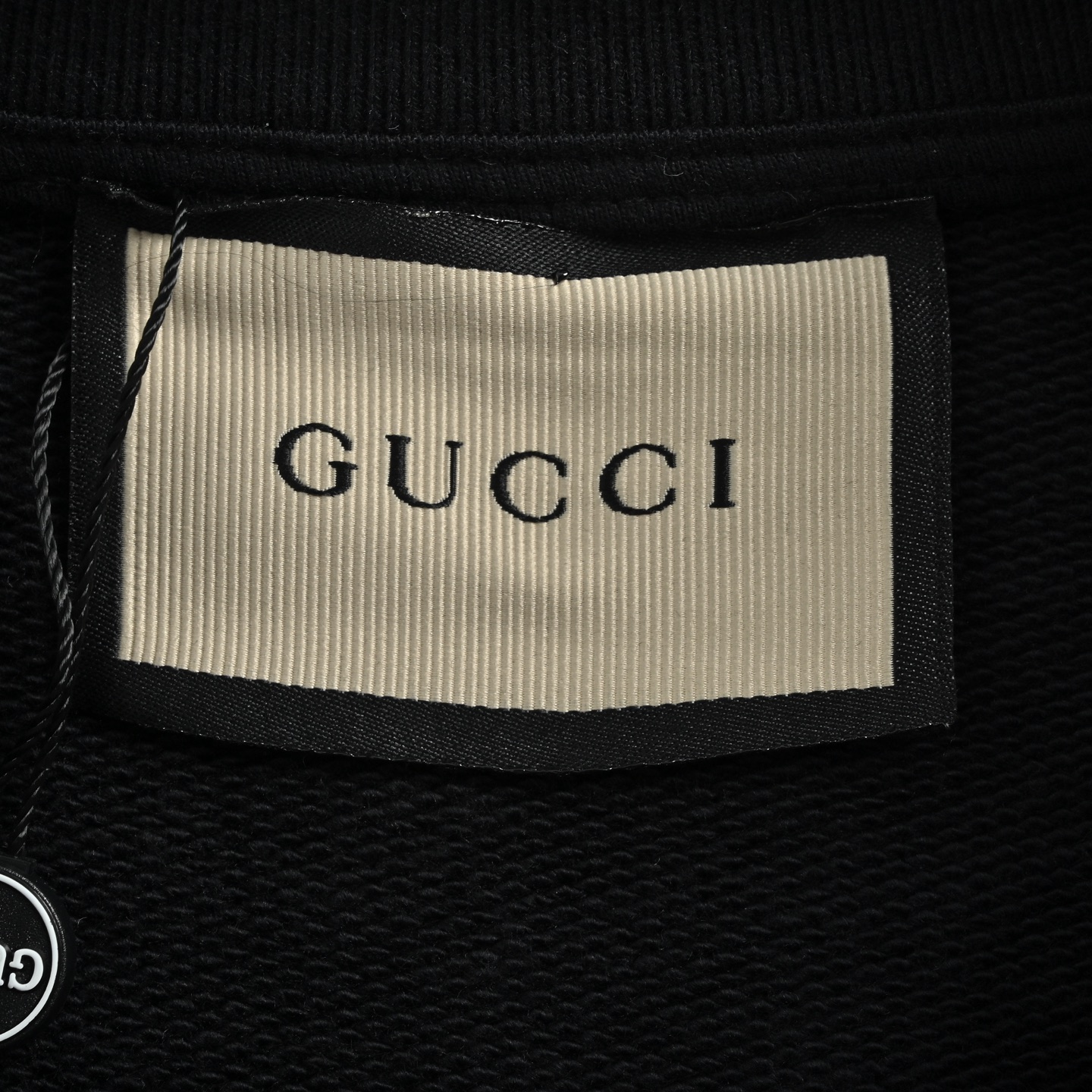Gucci/古驰 发泡印花圆领卫衣 黑色 杏色