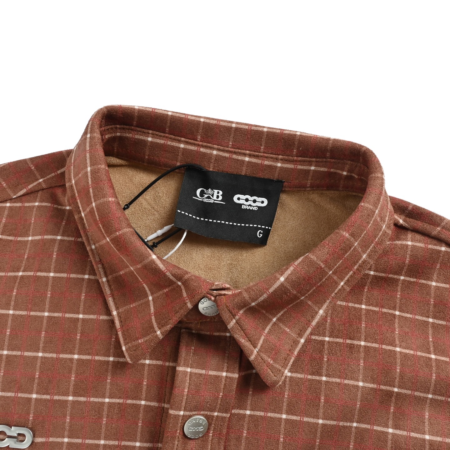 Good Brand 25Fw 麂皮绒钉珠衬衫外套红棕色
