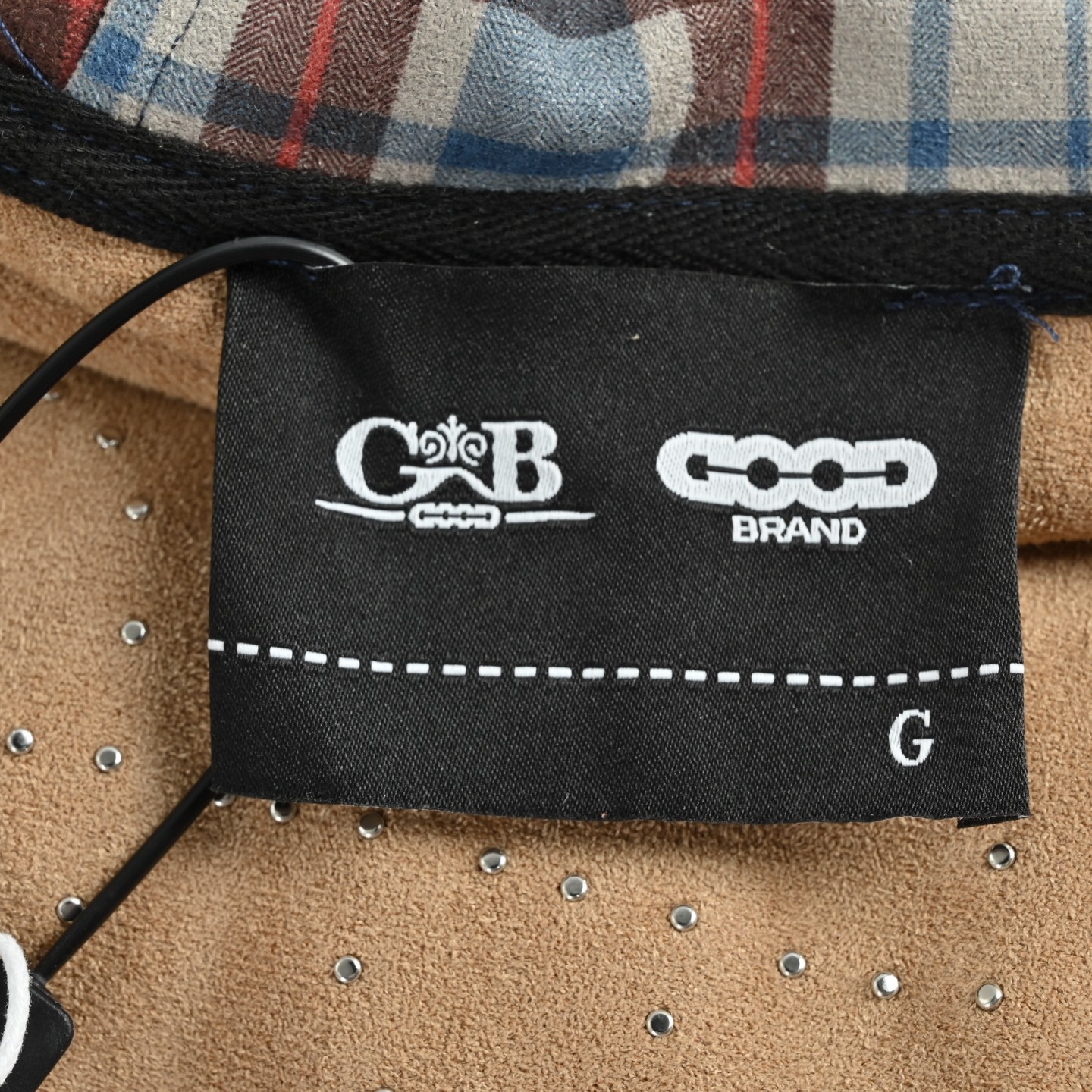 Good Brand 25Fw 麂皮绒钉珠连帽外套 蓝灰格纹