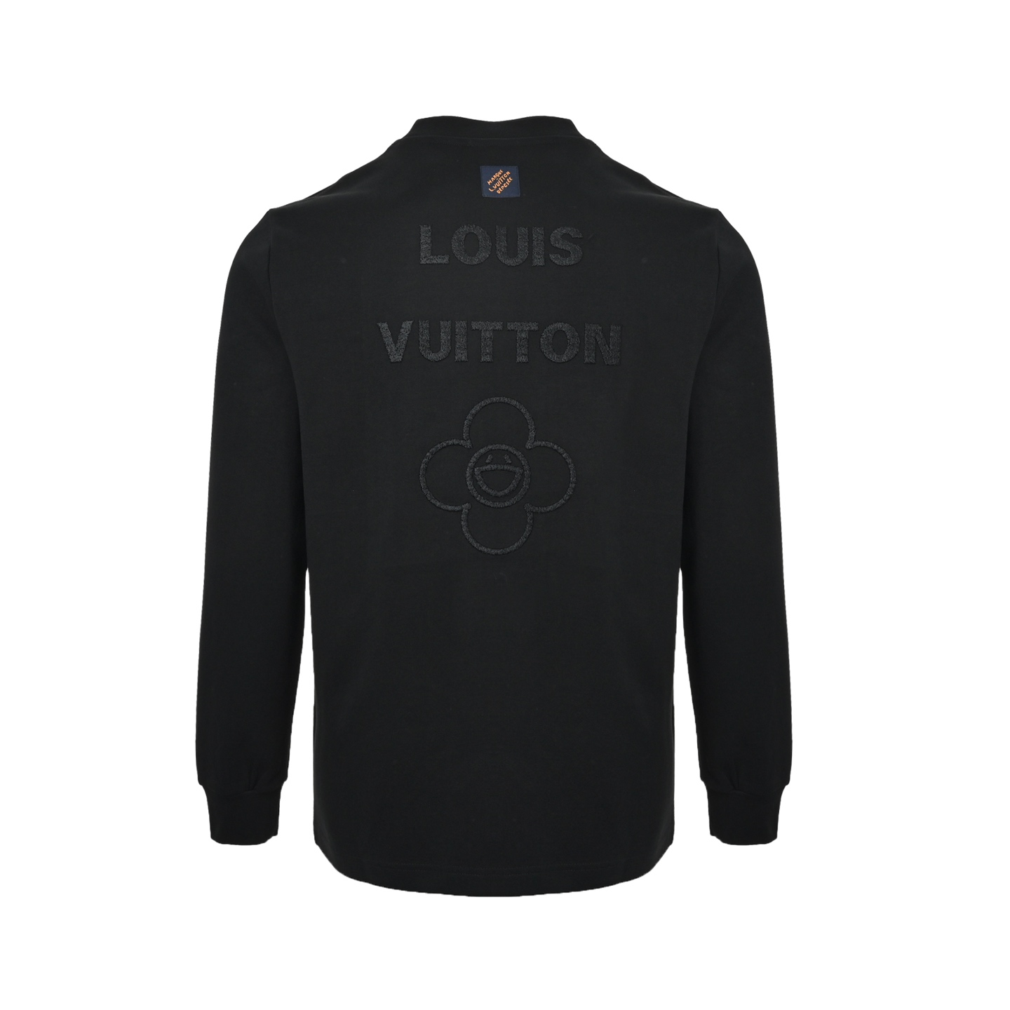 Louis Vuitton/路易威登 暗纹四叶草榻榻米刺绣logo长袖T恤 黑色 白色
