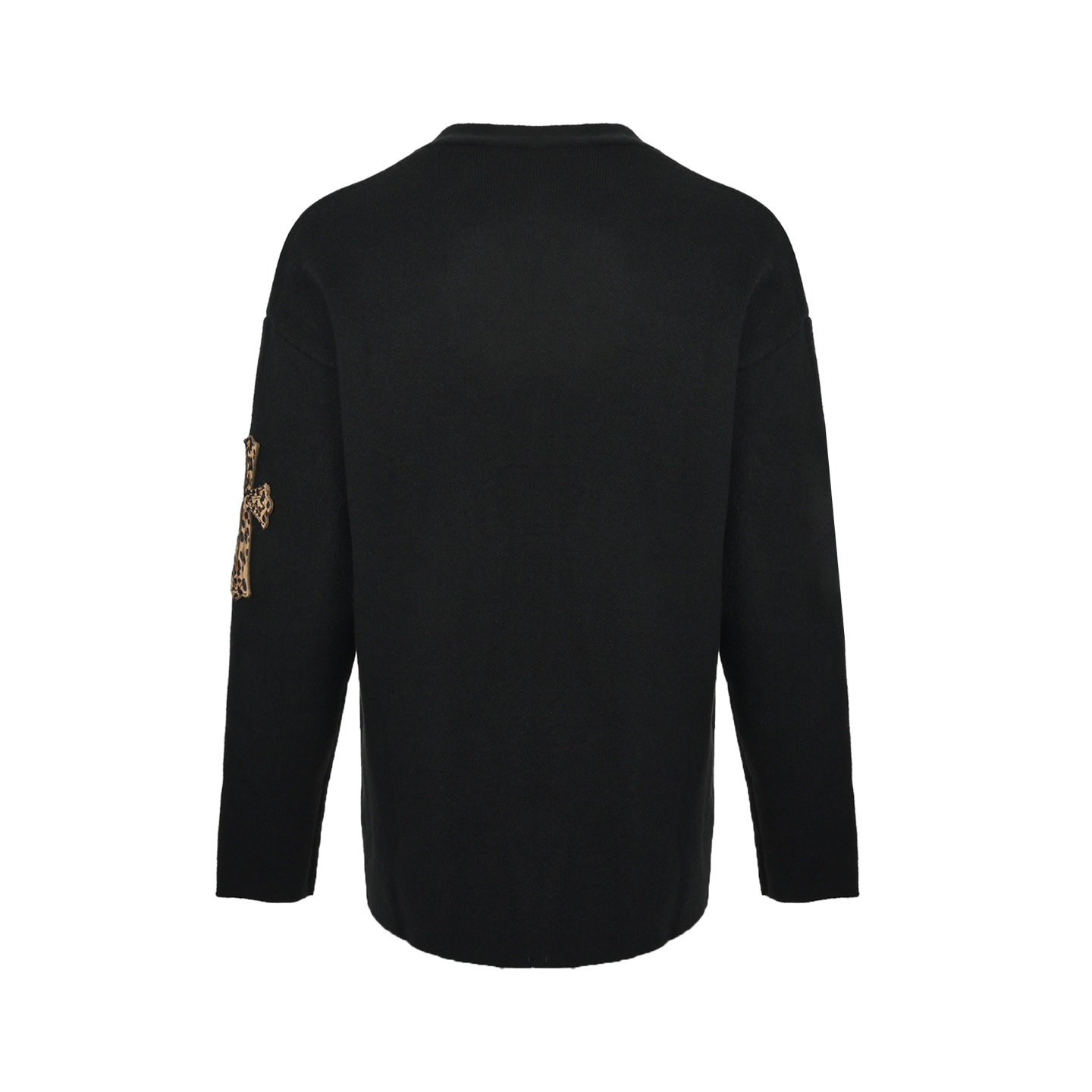 Chrome Hearts/克罗心 贴布豹纹皮标毛衣开衫 黑色