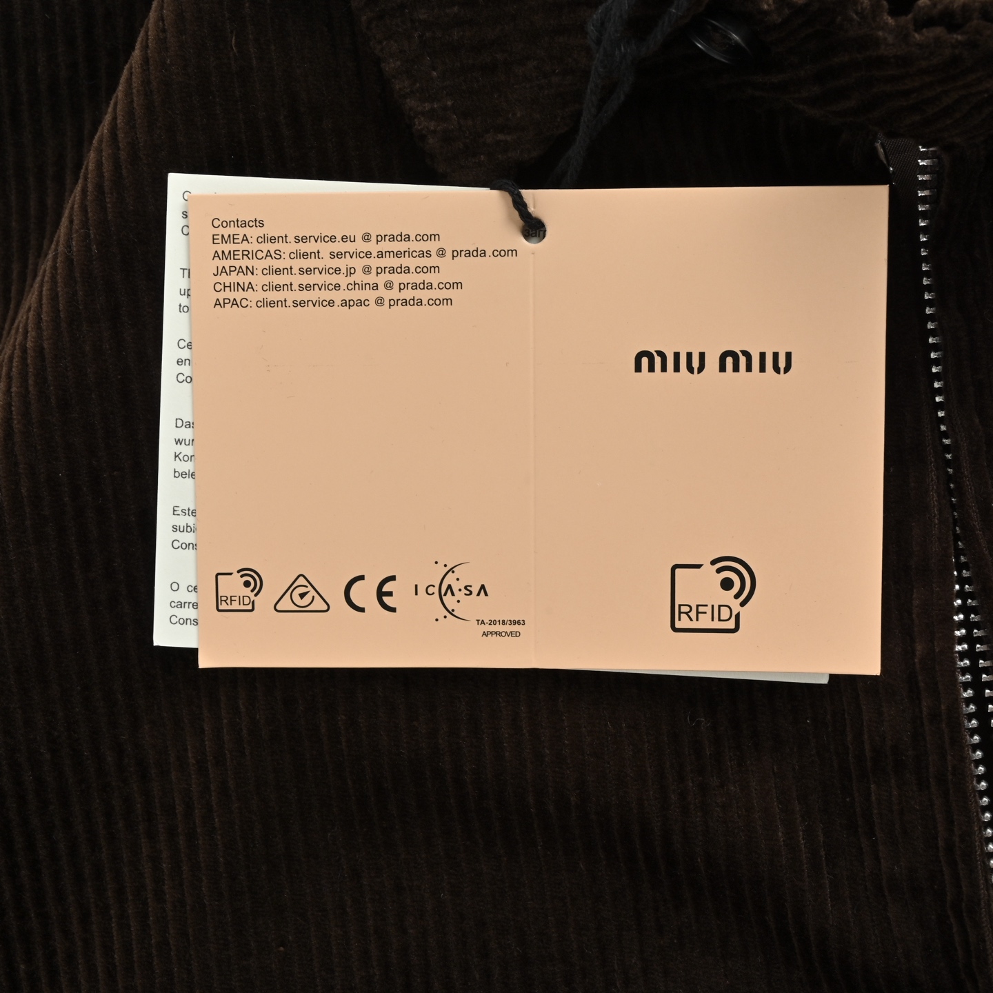 Miu Miu/缪缪 字母绣灯芯绒夹克外套