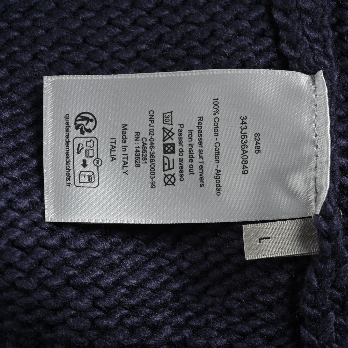 Dior/迪奥 提花高领毛衣 定织雅绒蓝白绵羊毛针织锦