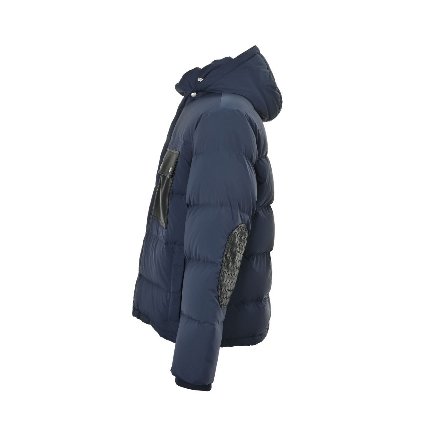 BOTTEGA VENETA/BV 编织真皮口袋连帽羽绒服