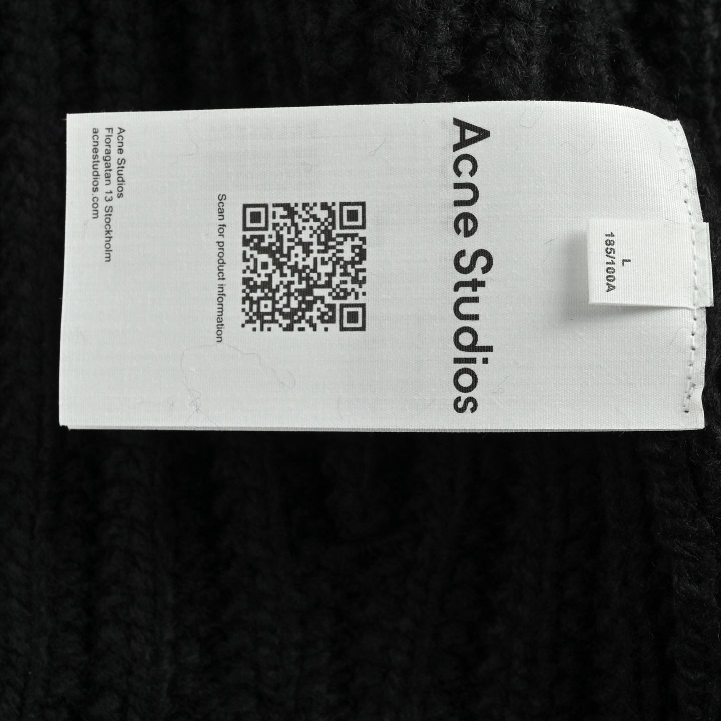Acne Studios 后背刺绣拉链毛衣开衫外套 定织醇黑粗纺羊毛肌理料
