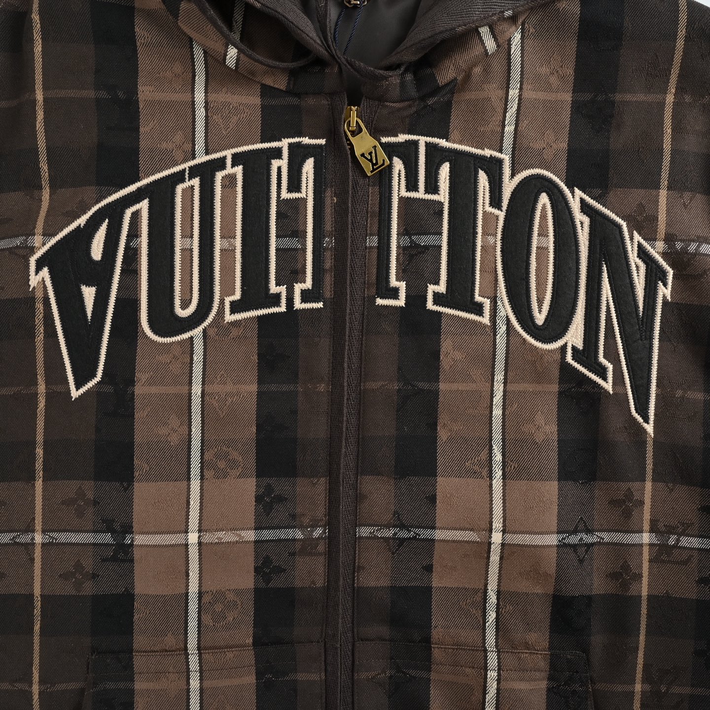 Louis Vuitton/路易威登 老花格纹字母刺绣拉链连帽外套