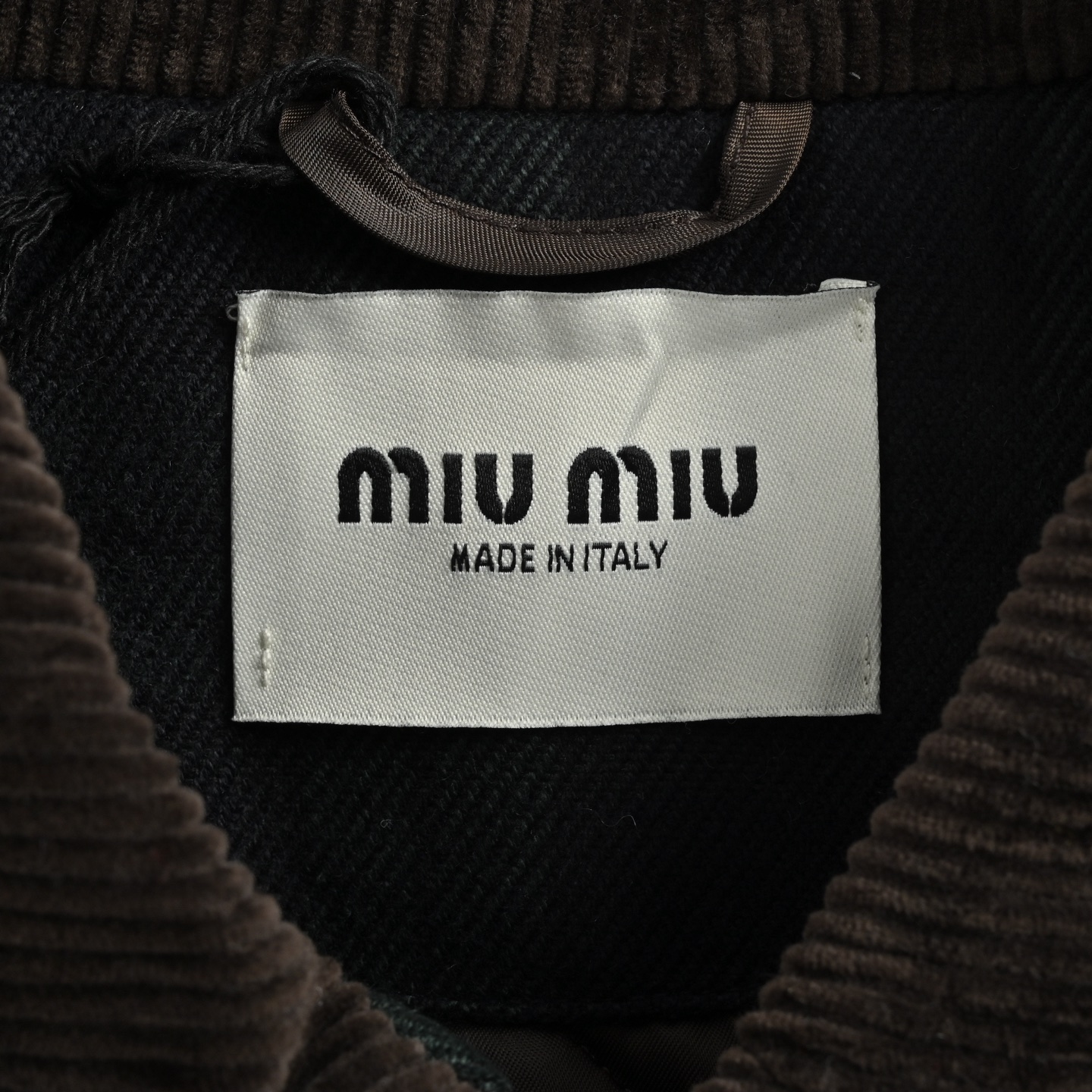 MiuMiu/缪缪 绿格撞色灯芯绒领斜纹夹克外套