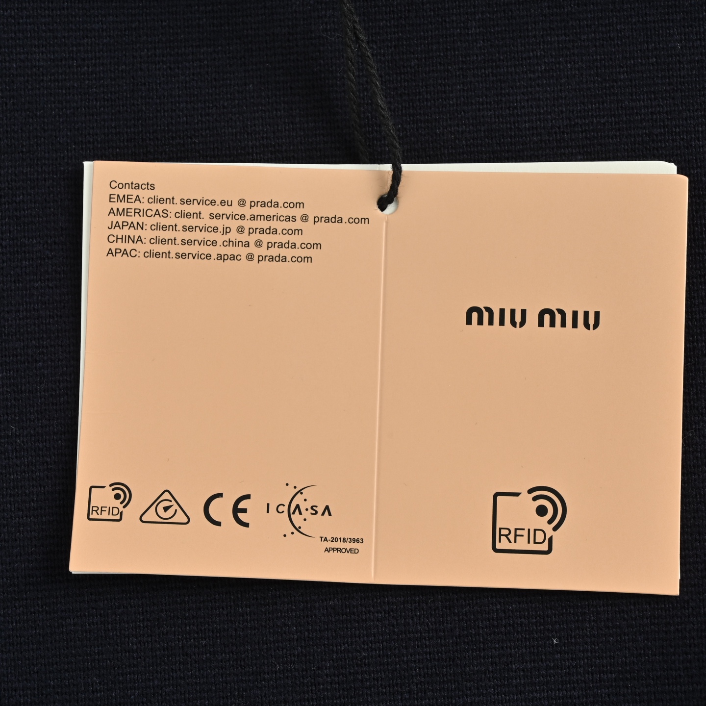 Miu Miu/缪缪 棕蓝皮革徽标拉链开衫外套