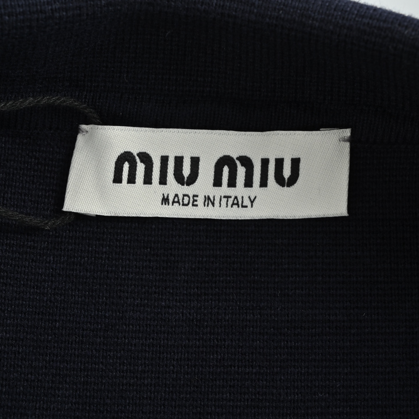 Miu Miu/缪缪 棕蓝皮革徽标拉链开衫外套