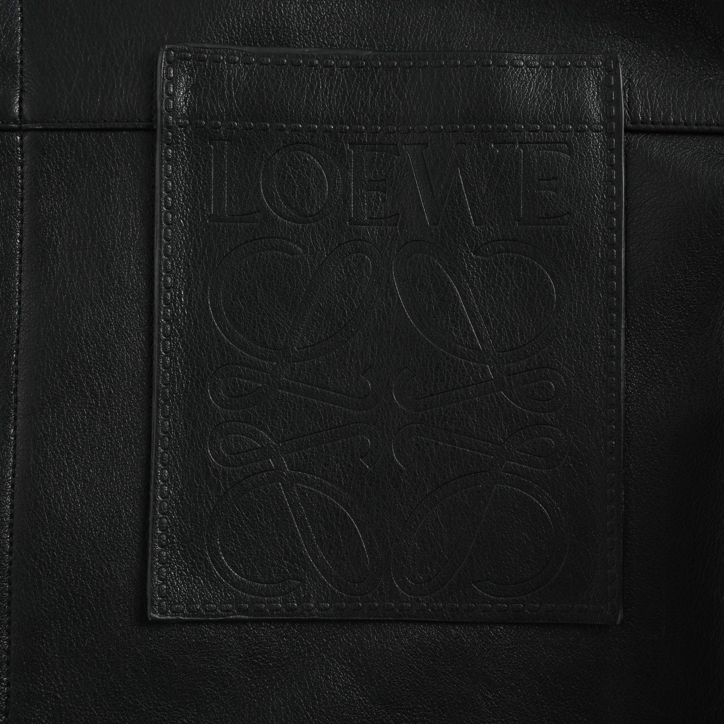 Loewe/罗意威 Anahram口袋拉链皮衣夹克外套 精选定制黑檀荔纹植鞣羊皮