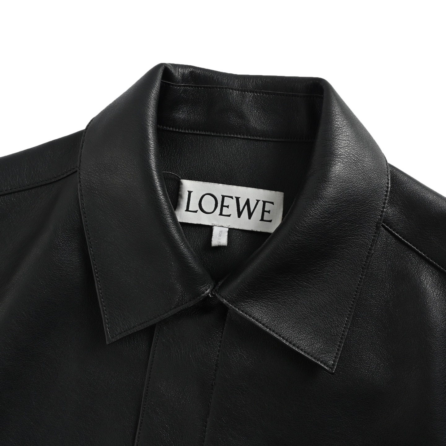 Loewe/罗意威 Anahram口袋拉链皮衣夹克外套 精选定制黑檀荔纹植鞣羊皮