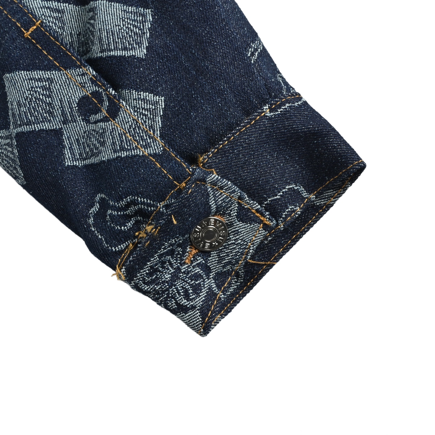 Evisu/福神 满印龙纹提花羊羔毛牛仔夹克外套