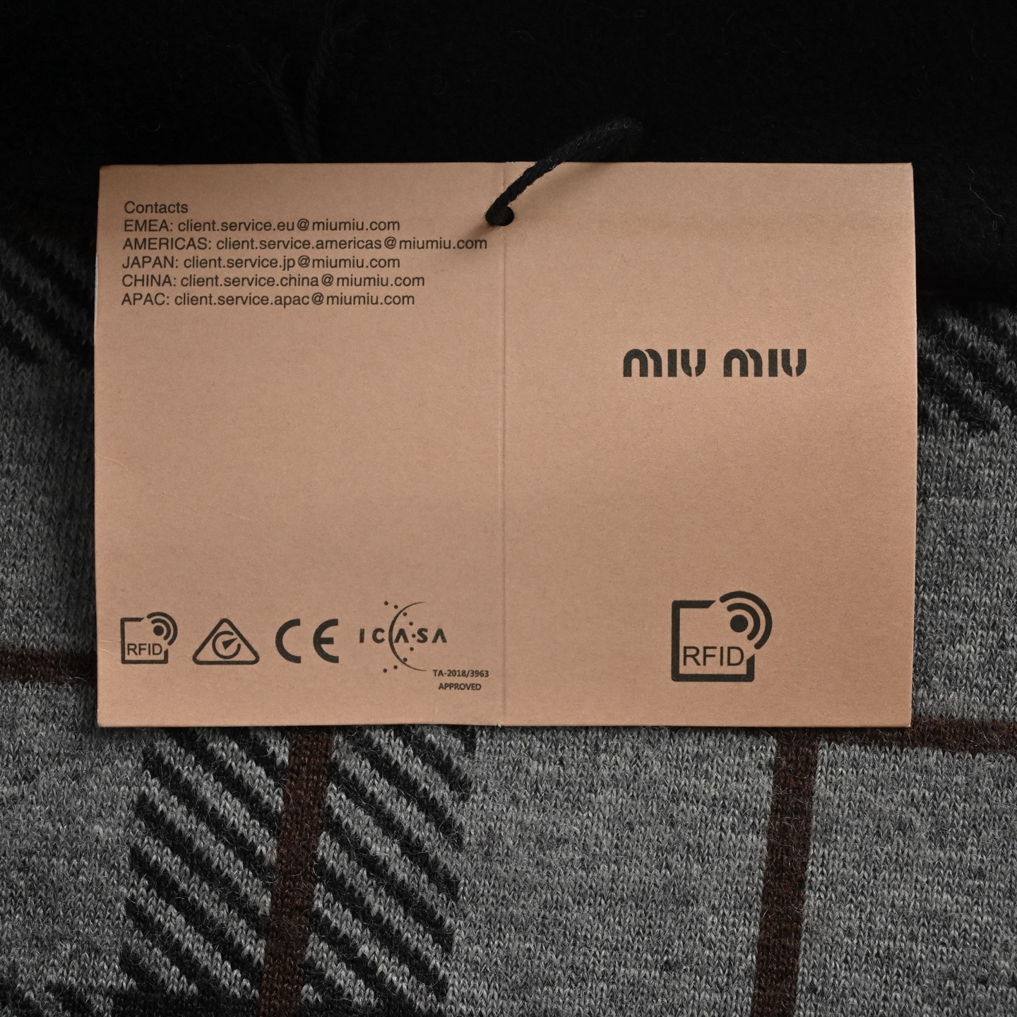 Miu Miu/缪缪 撞色格纹拉链夹克外套