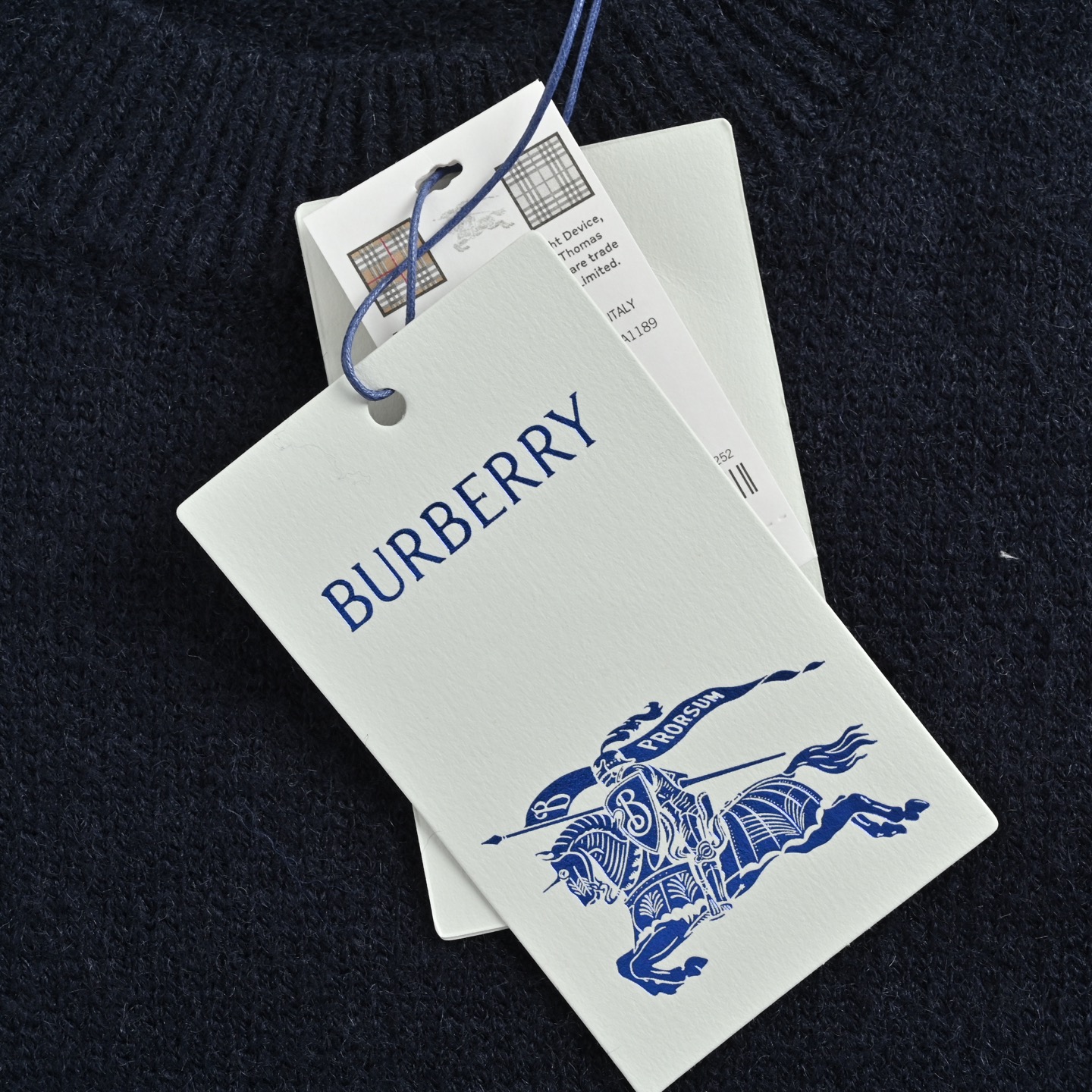 Burberry/巴宝莉 下摆战马纯色拼接羊绒圆领针织毛衣