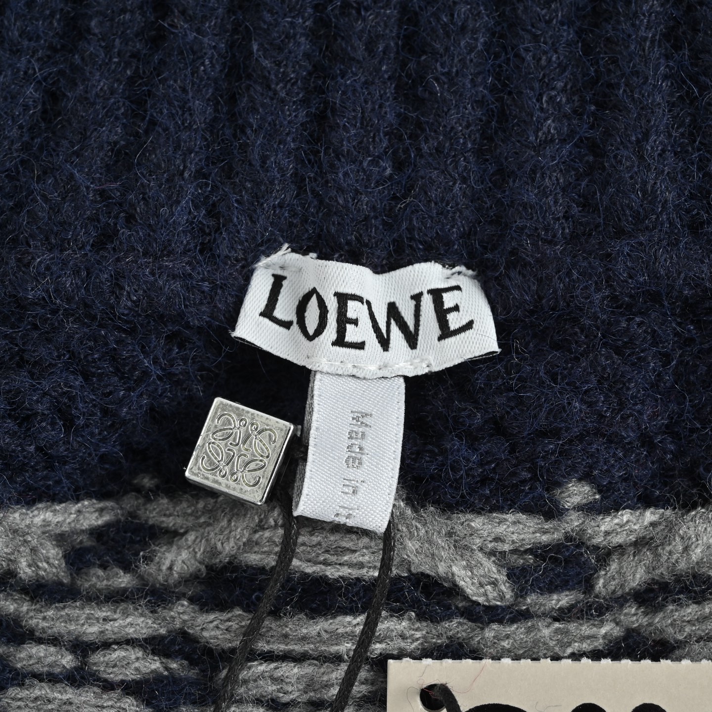 Loewe/罗意威 满饰几何圆领拉链针织毛衣外套 定制雪绒棱格提花羊毛