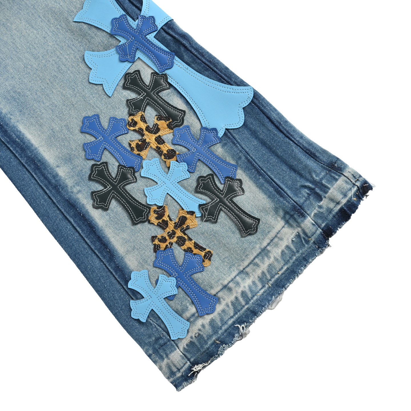 Chrome Hearts 克罗心 十字架贴皮绣洗水牛仔裤-Chinese UA Cheap High Quatity Brand Clothes Bags handbags Sneakers wholesale wholesaler seller from China Factory suppliers Fashion Clothing Shoes best Quality Beautiful Price Chrome Hearts 克罗心 十字架贴皮绣洗水牛仔裤