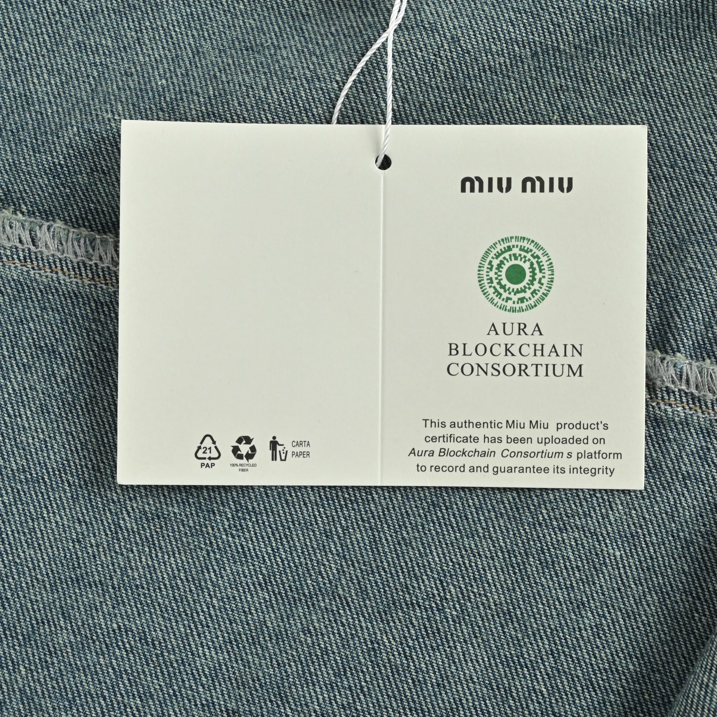 Miu Miu 缪缪 贴绣拉链连帽牛仔外套