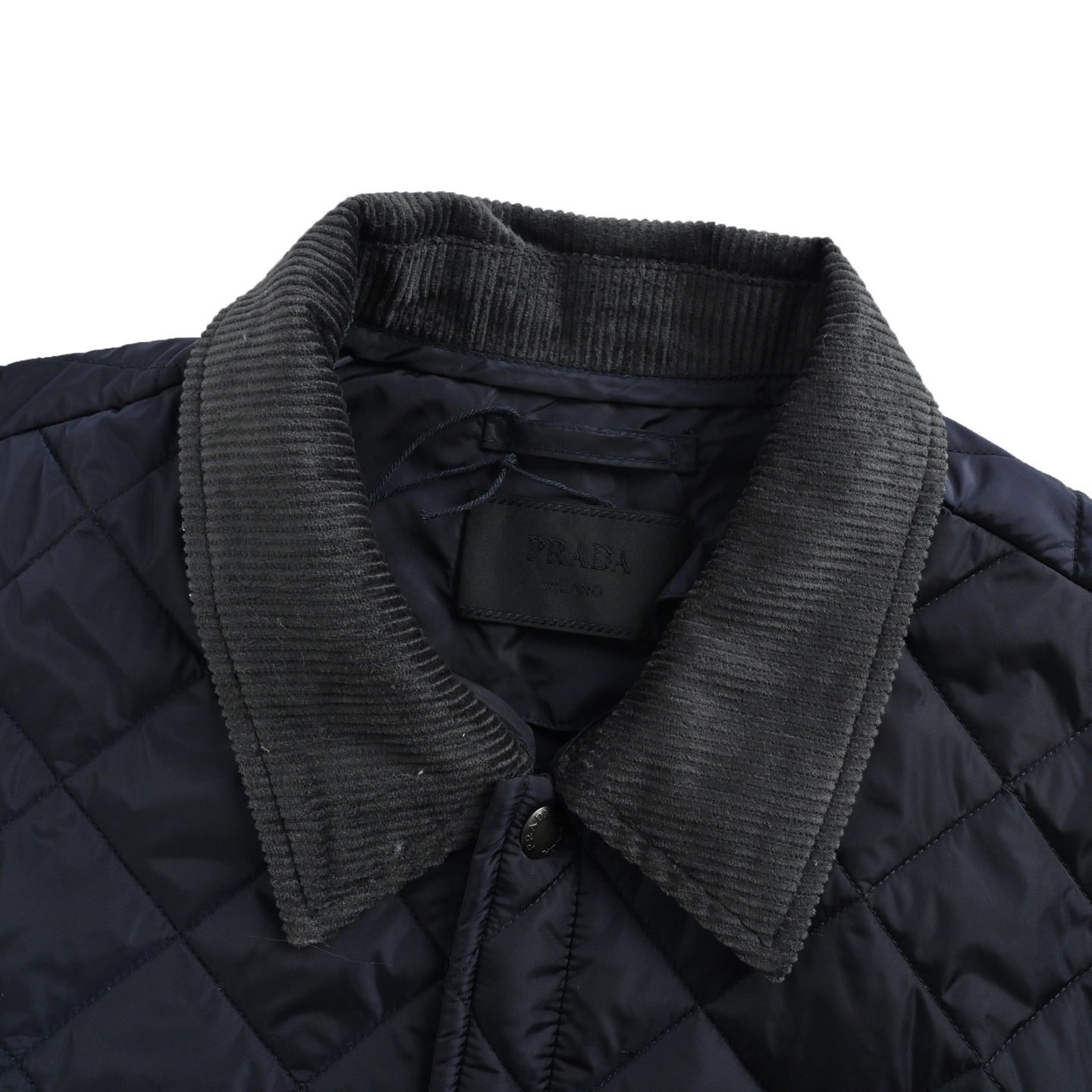 Prada 普拉达 菱格灯芯绒领棉服外套