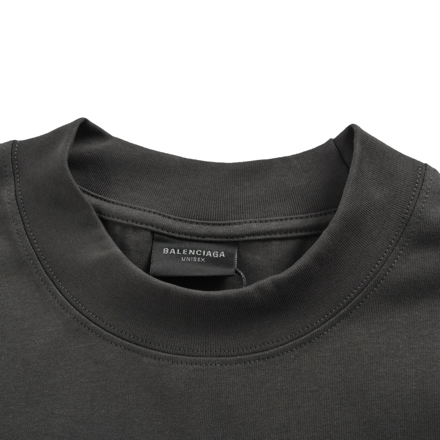 Balenciaga/巴黎世家 26ss 胸前圆环刺绣短袖 深黑灰 灰白