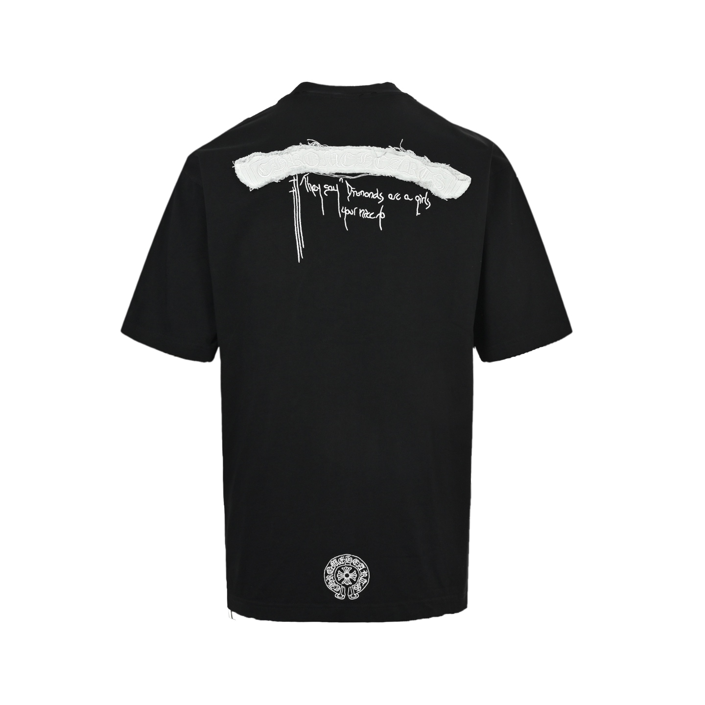 Chrome Hearts/克罗心 流苏贴布梵文字母刺绣短袖-莆田鞋,莆田鞋货源,高仿鞋,高仿鞋货源,安福档口,莆田高仿鞋,莆田鞋批发,高仿鞋批发,莆田高仿运动鞋,高仿运动鞋,莆田运动鞋 Chrome Hearts/克罗心 流苏贴布梵文字母刺绣短袖
