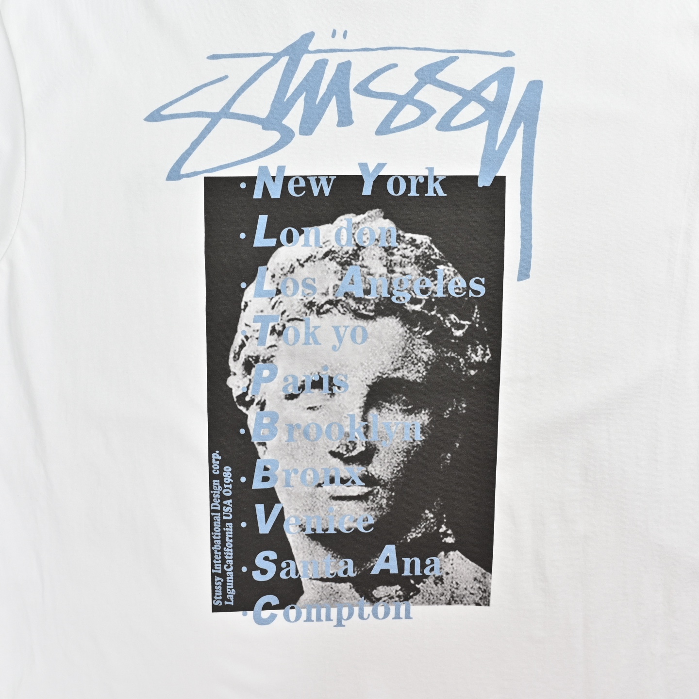 Stussy/斯图西 复古雕塑印花短袖 白色