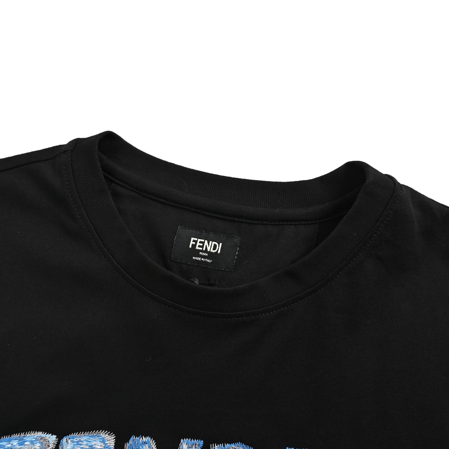 Fendi/芬迪 蓝字母刺绣短袖