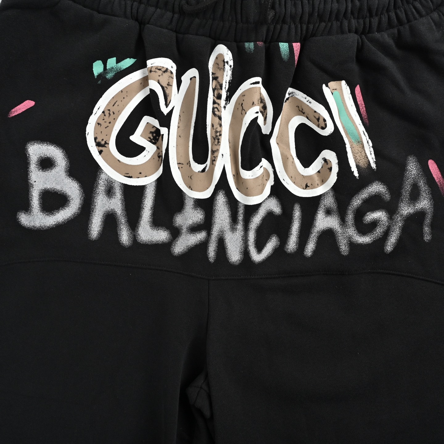 Gucci & Balenciaga 联名系列标识彩色手绘短裤