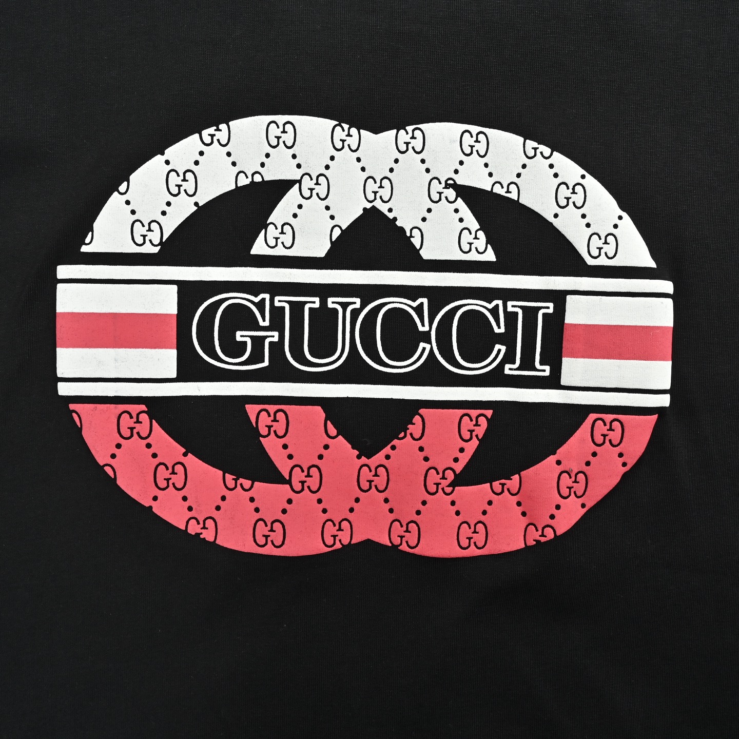 Gucci/古驰 撞色双G大logo印花短袖 黑色 白色