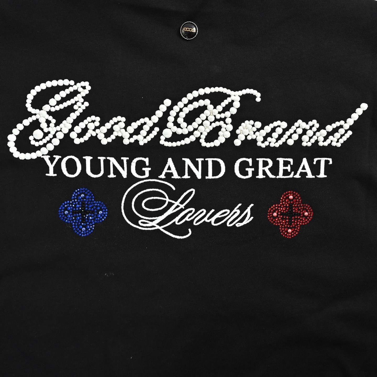 GOODBRAND 26ss 撞色小花标语烫钻短袖 Color 黑色 白色-Top High Quatity Cheap Sneakers Fashion Clothing Clothes Bags handbags Shoes of all Brand wholesale With The best Quality And Beautiful Price from China Factory Chinese suppliers wholesaler seller GOODBRAND 26ss 撞色小花标语烫钻短袖 Color 黑色 白色