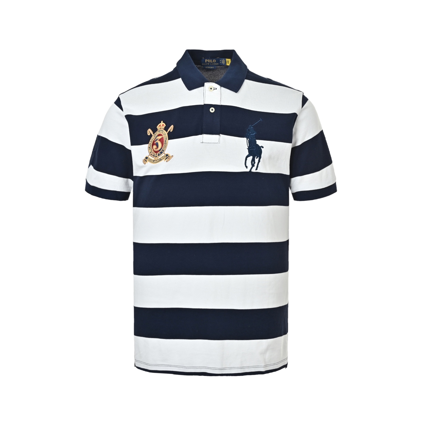 Ralph Lauren/拉夫劳伦 徽标刺绣条纹Polo短袖 纯棉珠地棉面料经典款POLO衫
