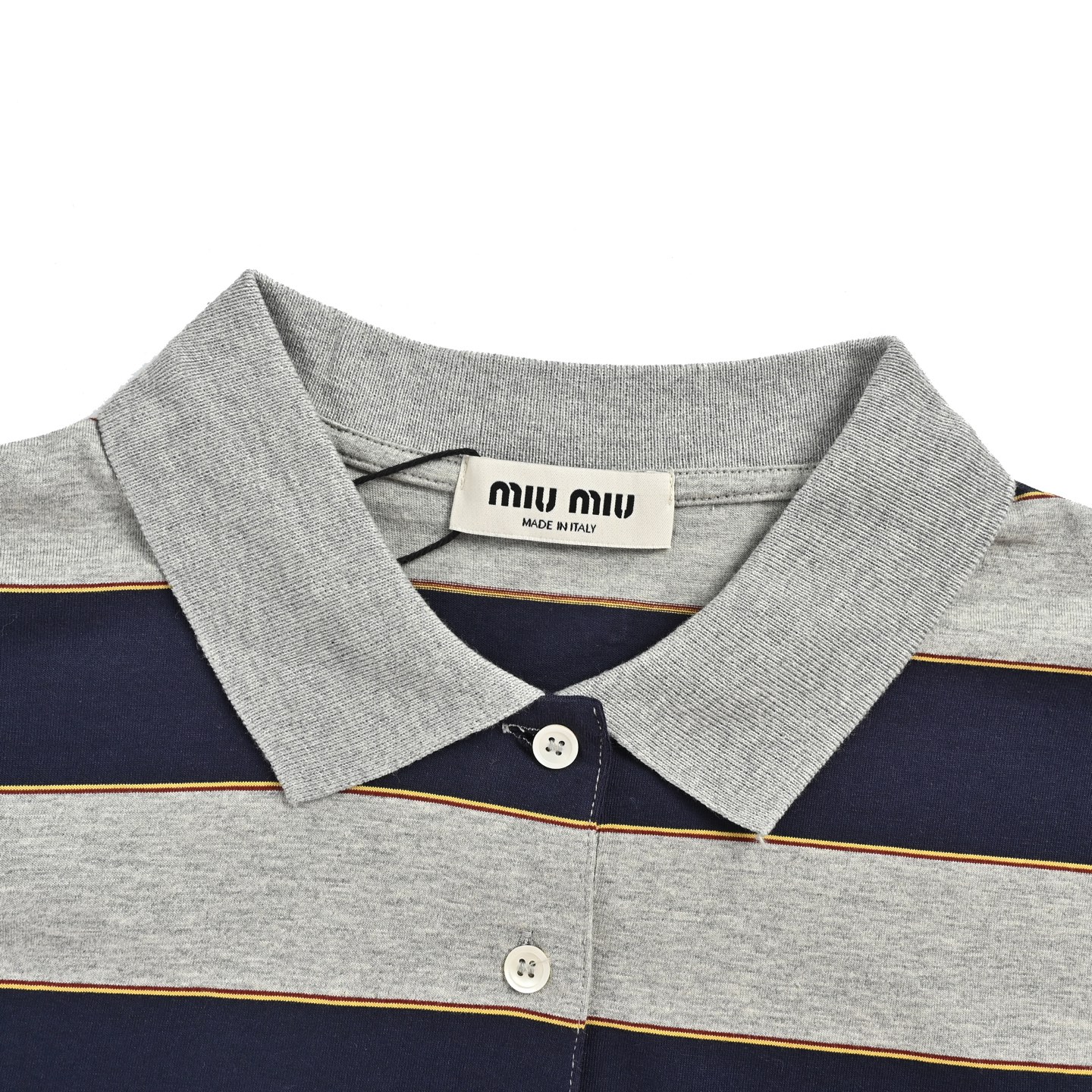 Miu Miu/缪缪 灰蓝条纹Polo短袖-Top High Quatity Cheap Sneakers Fashion Clothing Clothes Bags handbags Shoes of all Brand wholesale With The best Quality And Beautiful Price from China Factory Chinese suppliers wholesaler seller Miu Miu/缪缪 灰蓝条纹Polo短袖