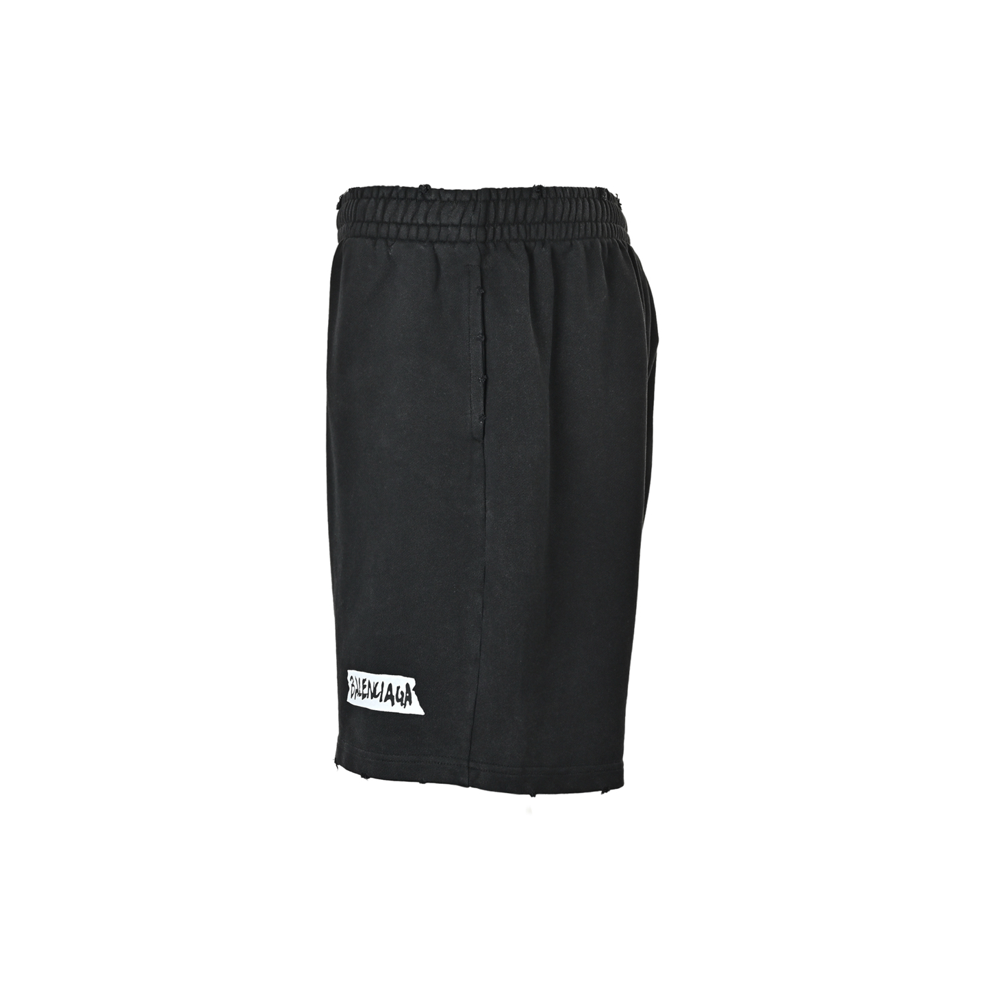 Balenciaga/巴黎世家 26ss遮蔽胶带字母印花短裤 宽松版型 黑色